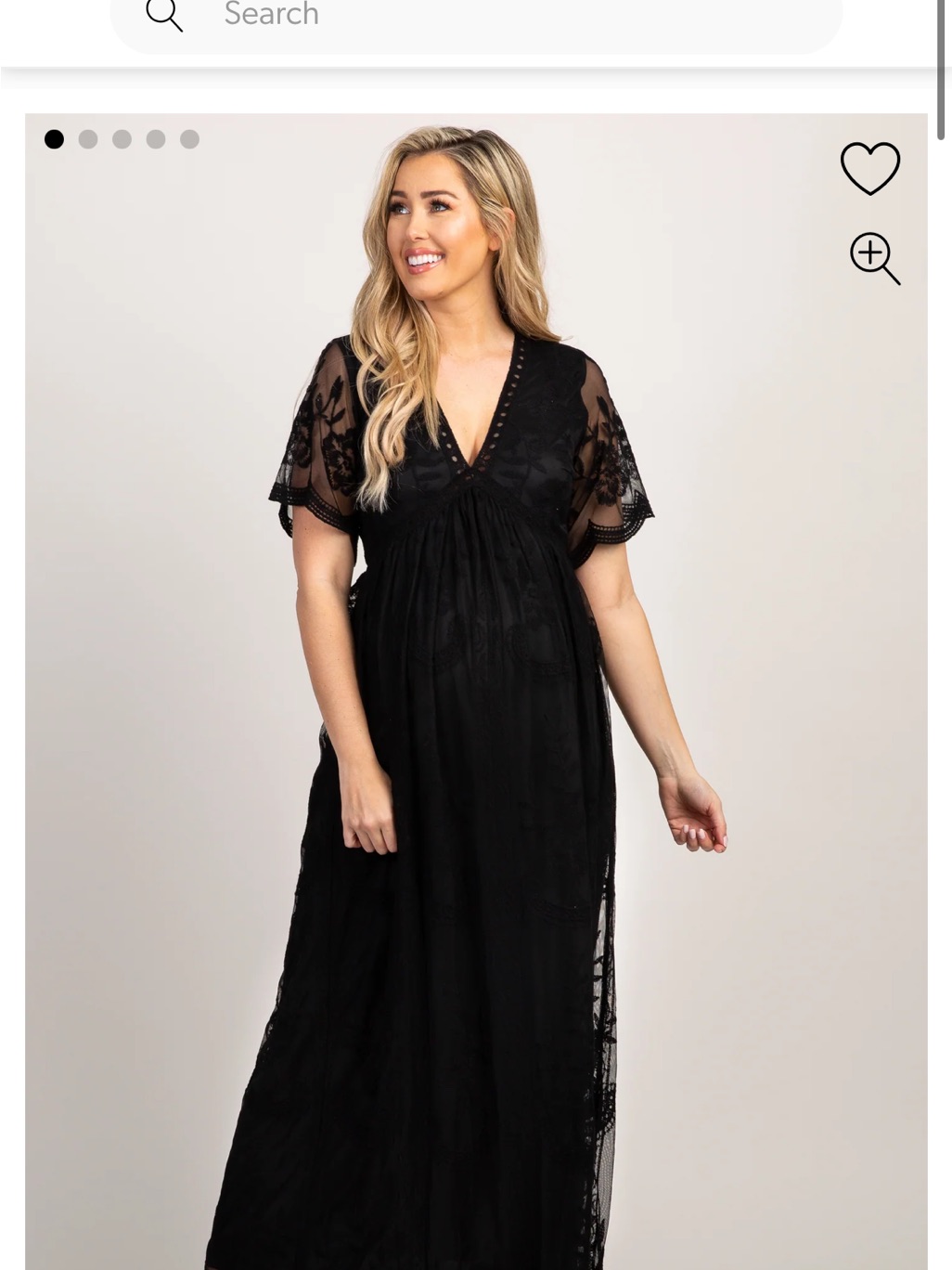 Pinkblush Black Lace Mesh Overlay Maternity Maxi Dress